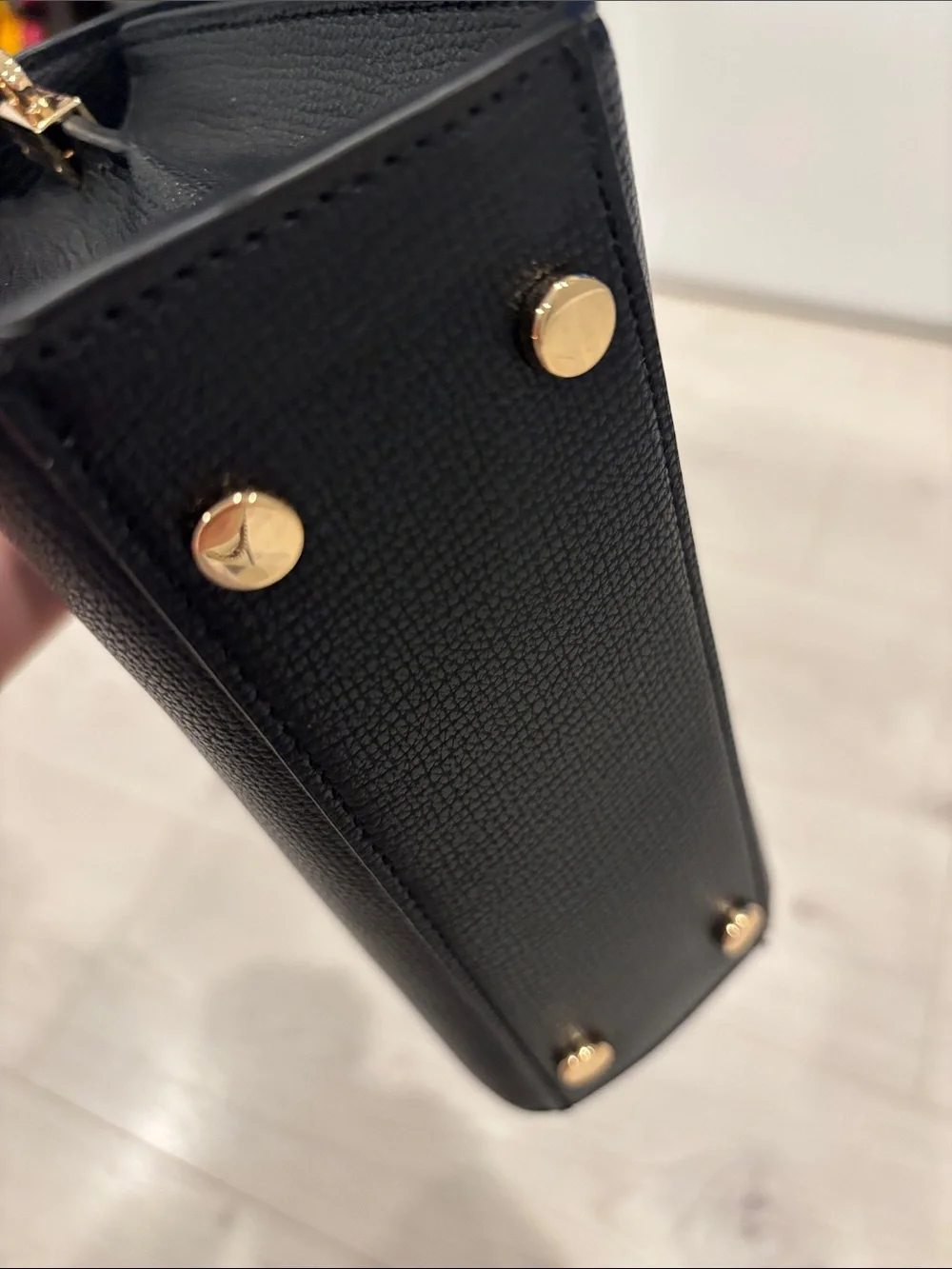 Ted Baker Black Structured Top-Handle Satchel with Gold Hardware